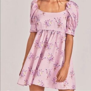 LoveShackFancy Lavender Floral Mini Dress